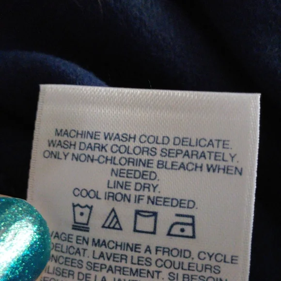 Lands' End Men's Large Tall Fleece Navy Blue Button Down Shirt - Picture 14 of 15